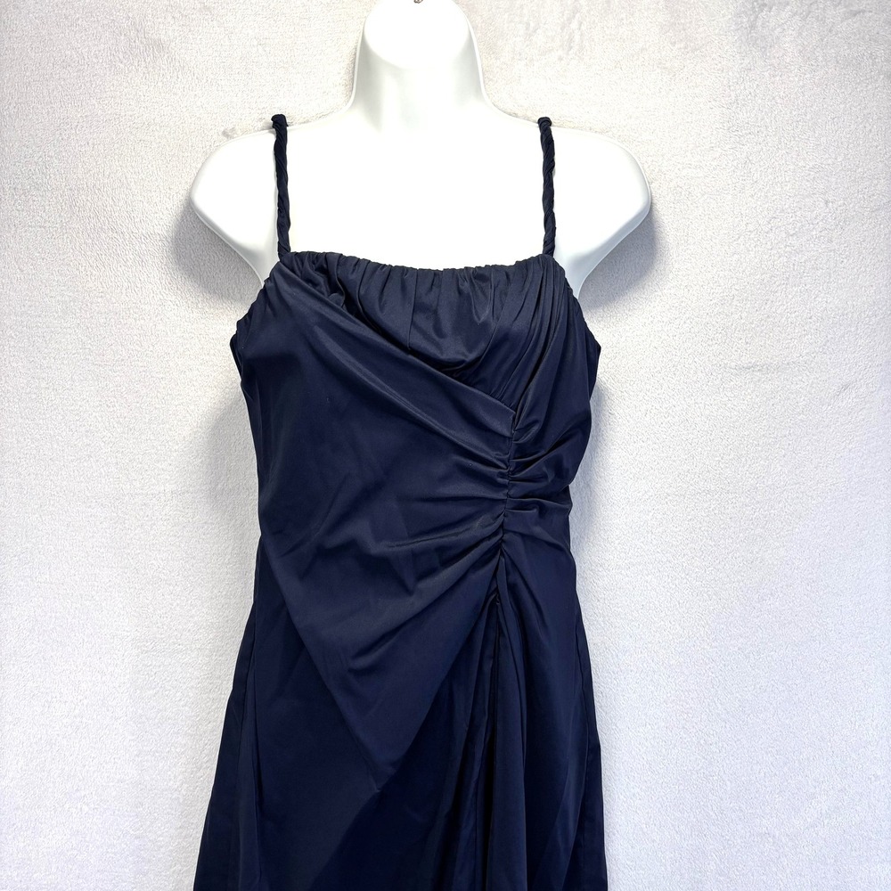 Adrianna Papell‎ Occasions Ruched Formal Dress Womens 6 Navy Blue Maxi Gown - Picture 4 of 14